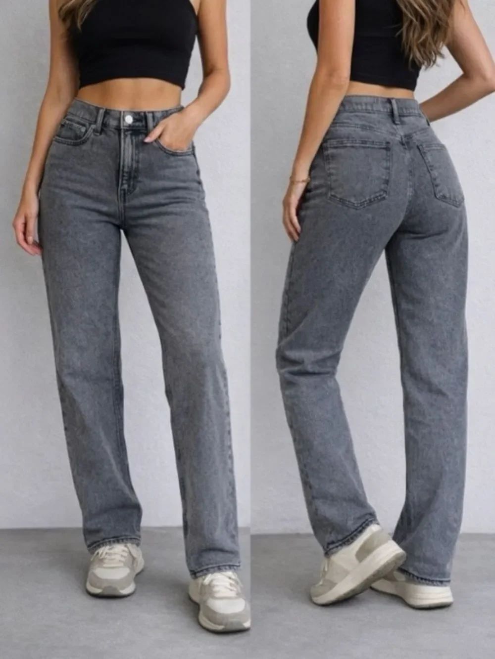 GAP 90s Loose High Rise Gray Straight Jeans